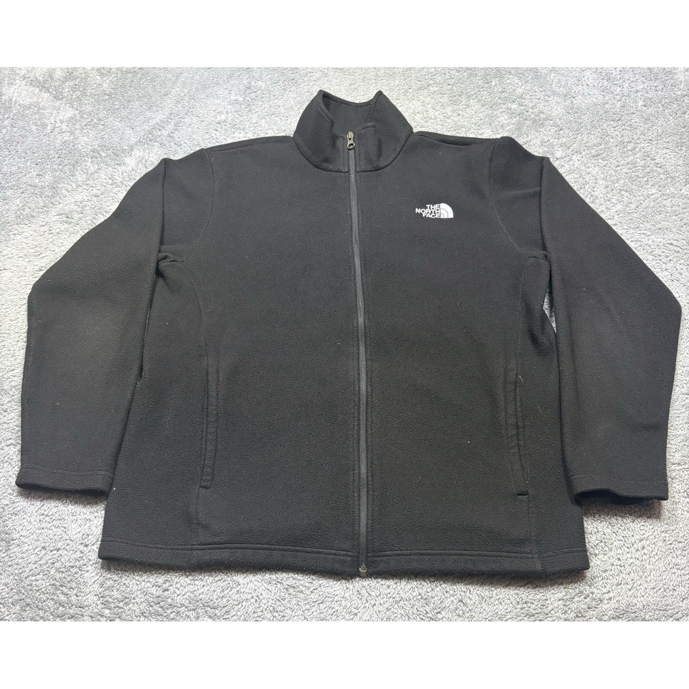 The North Face Jacket Mens‎ L Black Fleece Lightweight Full Zip Outdoor *SPOTS